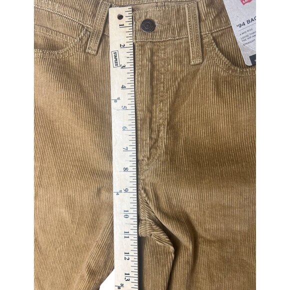 Levis 94 Baggy Corduroy Pants Size 24 Mid Rise Loose Fit Straight Leg Tan Womens - Picture 11 of 15